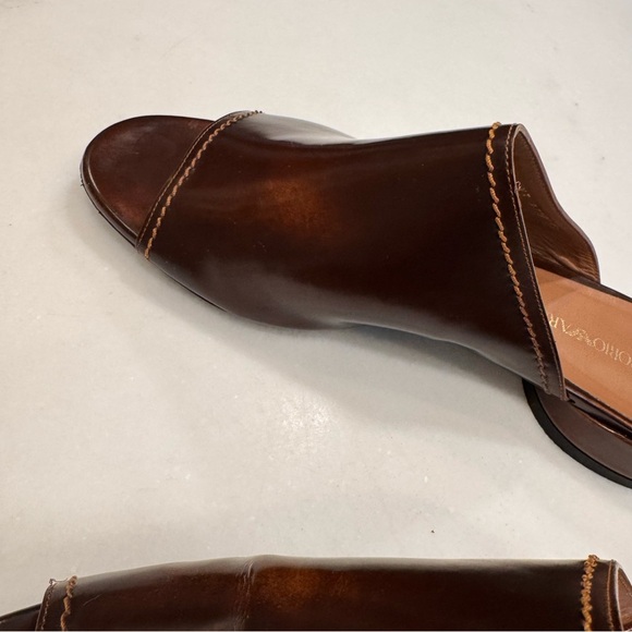 Emporio Armani Women’s Open Toe Slide Mules Brown Leather Size US 9 EU 39 - Picture 11 of 13